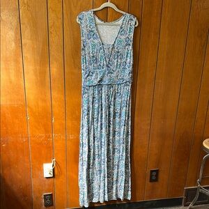 New Garnet Hill Blue Floral Maxi Dress